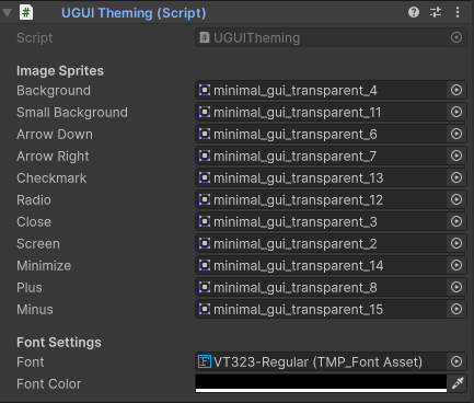 The GUI theming drawers in the Unity Inspector